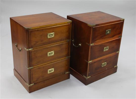 A pair of 20th century yew wood campaign style chests, W.1ft 6in.